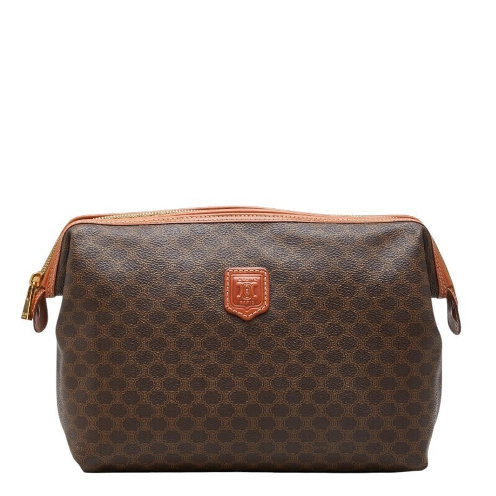 Celine Macadam Shoulder Bag Brown Leather